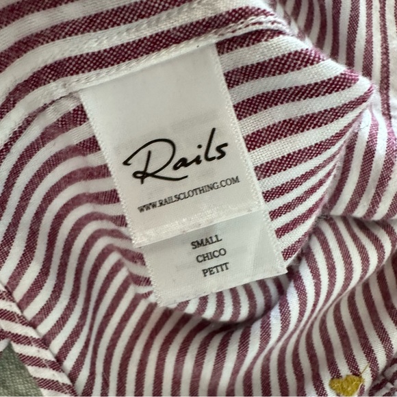 Rails Women’s Striped Heart Embroidered Button Down Blouse S Coquette Preppy - Picture 7 of 11